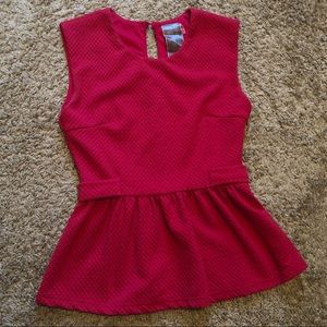 Moon Collection Burgundy Peplum Sleeveless Top